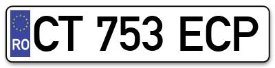 Placuta inmatriculare numar auto  CT-753-ECP, CT 753 ECP, CT753ECP