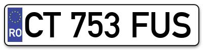 Placuta inmatriculare numar auto  CT-753-FUS, CT 753 FUS, CT753FUS