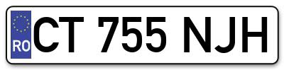 Placuta inmatriculare numar auto  CT-755-NJH, CT 755 NJH, CT755NJH