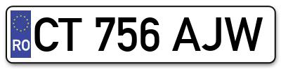 Placuta inmatriculare numar auto  CT-756-AJW, CT 756 AJW, CT756AJW