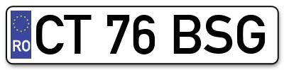 Placuta inmatriculare numar auto  CT-76-BSG, CT 76 BSG, CT76BSG