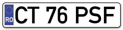 Placuta inmatriculare numar auto  CT-76-PSF, CT 76 PSF, CT76PSF