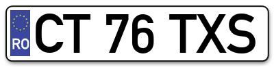 Placuta inmatriculare numar auto  CT-76-TXS, CT 76 TXS, CT76TXS