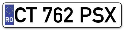 Placuta inmatriculare numar auto  CT-762-PSX, CT 762 PSX, CT762PSX
