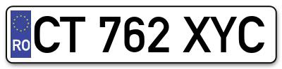 Placuta inmatriculare numar auto  CT-762-XYC, CT 762 XYC, CT762XYC