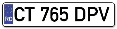 Placuta inmatriculare numar auto  CT-765-DPV, CT 765 DPV, CT765DPV