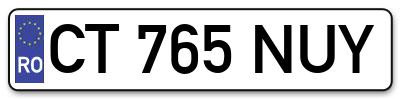 Placuta inmatriculare numar auto  CT-765-NUY, CT 765 NUY, CT765NUY