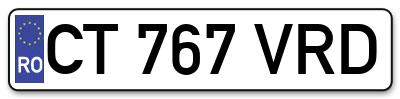 Placuta inmatriculare numar auto  CT-767-VRD, CT 767 VRD, CT767VRD