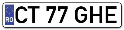 Placuta inmatriculare numar auto  CT-77-GHE, CT 77 GHE, CT77GHE