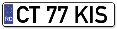 Placuta inmatriculare numar auto  CT-77-KIS, CT 77 KIS, CT77KIS