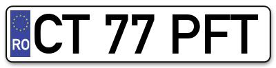 Placuta inmatriculare numar auto  CT-77-PFT, CT 77 PFT, CT77PFT