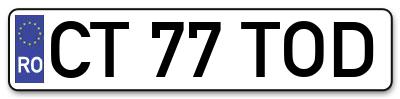 Placuta inmatriculare numar auto  CT-77-TOD, CT 77 TOD, CT77TOD