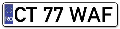 Placuta inmatriculare numar auto  CT-77-WAF, CT 77 WAF, CT77WAF
