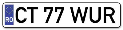Placuta inmatriculare numar auto  CT-77-WUR, CT 77 WUR, CT77WUR