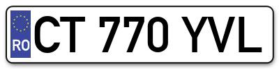 Placuta inmatriculare numar auto  CT-770-YVL, CT 770 YVL, CT770YVL