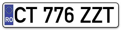 Placuta inmatriculare numar auto  CT-776-ZZT, CT 776 ZZT, CT776ZZT