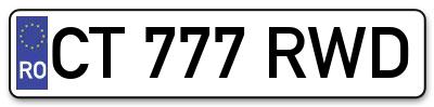Placuta inmatriculare numar auto  CT-777-RWD, CT 777 RWD, CT777RWD