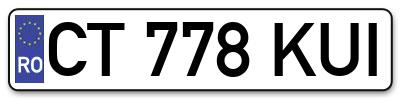Placuta inmatriculare numar auto  CT-778-KUI, CT 778 KUI, CT778KUI