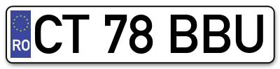 Placuta inmatriculare numar auto  CT-78-BBU, CT 78 BBU, CT78BBU