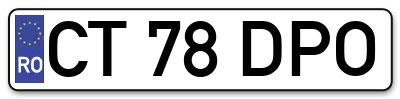 Placuta inmatriculare numar auto  CT-78-DPO, CT 78 DPO, CT78DPO