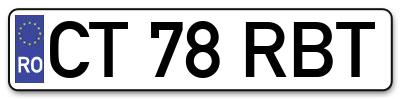 Placuta inmatriculare numar auto  CT-78-RBT, CT 78 RBT, CT78RBT