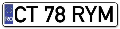 Placuta inmatriculare numar auto  CT-78-RYM, CT 78 RYM, CT78RYM