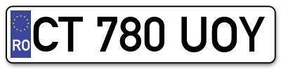 Placuta inmatriculare numar auto  CT-780-UOY, CT 780 UOY, CT780UOY