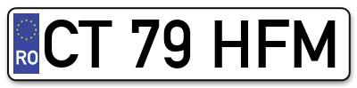 Placuta inmatriculare numar auto  CT-79-HFM, CT 79 HFM, CT79HFM