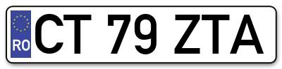 Placuta inmatriculare numar auto  CT-79-ZTA, CT 79 ZTA, CT79ZTA