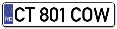 Placuta inmatriculare numar auto  CT-801-COW, CT 801 COW, CT801COW