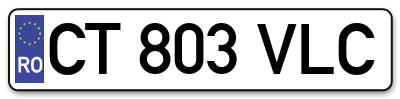 Placuta inmatriculare numar auto  CT-803-VLC, CT 803 VLC, CT803VLC