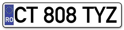 Placuta inmatriculare numar auto  CT-808-TYZ, CT 808 TYZ, CT808TYZ
