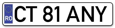 Placuta inmatriculare numar auto  CT-81-ANY, CT 81 ANY, CT81ANY