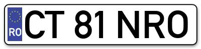 Placuta inmatriculare numar auto  CT-81-NRO, CT 81 NRO, CT81NRO
