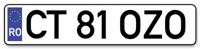 Placuta inmatriculare numar auto  CT-81-OZO, CT 81 OZO, CT81OZO