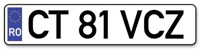 Placuta inmatriculare numar auto  CT-81-VCZ, CT 81 VCZ, CT81VCZ