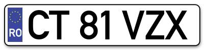 Placuta inmatriculare numar auto  CT-81-VZX, CT 81 VZX, CT81VZX