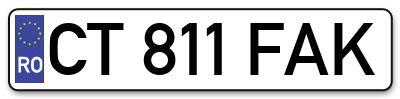 Placuta inmatriculare numar auto  CT-811-FAK, CT 811 FAK, CT811FAK
