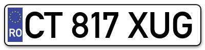 Placuta inmatriculare numar auto  CT-817-XUG, CT 817 XUG, CT817XUG
