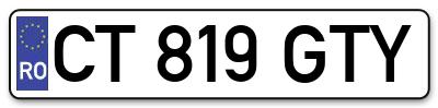 Placuta inmatriculare numar auto  CT-819-GTY, CT 819 GTY, CT819GTY