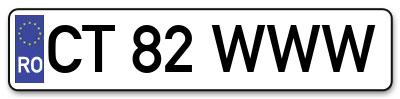 Placuta inmatriculare numar auto  CT-82-WWW, CT 82 WWW, CT82WWW