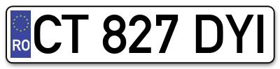 Placuta inmatriculare numar auto  CT-827-DYI, CT 827 DYI, CT827DYI