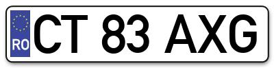 Placuta inmatriculare numar auto  CT-83-AXG, CT 83 AXG, CT83AXG