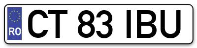 Placuta inmatriculare numar auto  CT-83-IBU, CT 83 IBU, CT83IBU