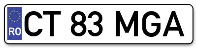 Placuta inmatriculare numar auto  CT-83-MGA, CT 83 MGA, CT83MGA