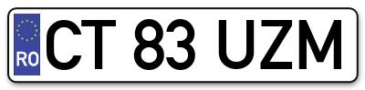Placuta inmatriculare numar auto  CT-83-UZM, CT 83 UZM, CT83UZM