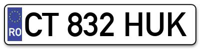 Placuta inmatriculare numar auto  CT-832-HUK, CT 832 HUK, CT832HUK