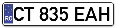 Placuta inmatriculare numar auto  CT-835-EAH, CT 835 EAH, CT835EAH