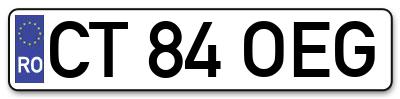 Placuta inmatriculare numar auto  CT-84-OEG, CT 84 OEG, CT84OEG