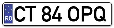 Placuta inmatriculare numar auto  CT-84-OPQ, CT 84 OPQ, CT84OPQ